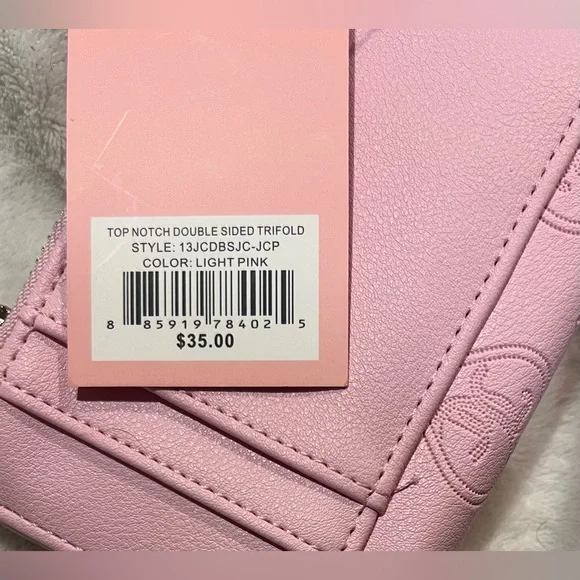 Juicy Couture Light Pink Double-Sided Trifold Wallet with Chain & Charms - Picture 6 of 8